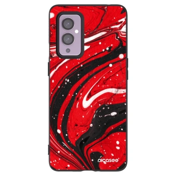 Picasee fekete szilikon tok az alábbi mobiltelefonokra OnePlus 9 - Red black