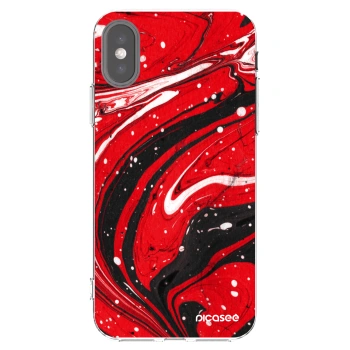 Picasee átlátszó szilikon tok az alábbi mobiltelefonokra Apple iPhone X/XS - Red black