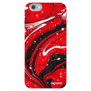 Picasee átlátszó szilikon tok az alábbi mobiltelefonokra Apple iPhone 6/6S - Red black