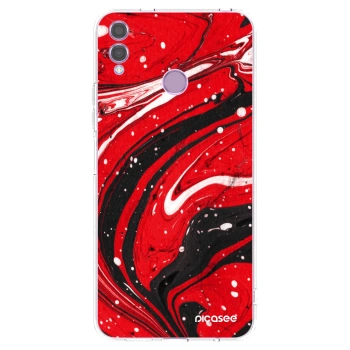 Picasee átlátszó szilikon tok az alábbi mobiltelefonokra Honor 8X - Red black