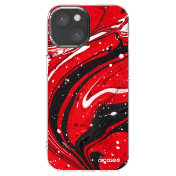 Picasee átlátszó szilikon tok az alábbi mobiltelefonokra Apple iPhone 15 - Red black