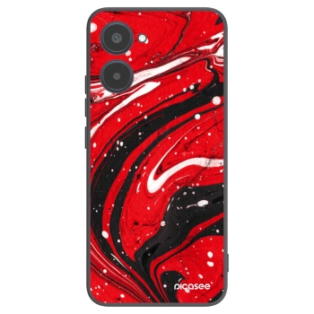 Picasee fekete szilikon tok az alábbi mobiltelefonokra Realme 10 4G - Red black