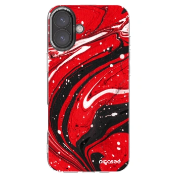 Picasee átlátszó szilikon tok az alábbi mobiltelefonokra Apple iPhone 16 Plus - Red black