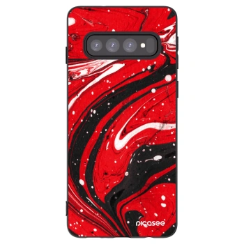 Picasee fekete szilikon tok az alábbi mobiltelefonokra Samsung Galaxy S10 G973 - Red black