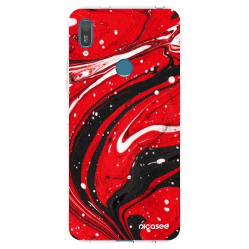 Picasee átlátszó szilikon tok az alábbi mobiltelefonokra Huawei Y7 2019 - Red black