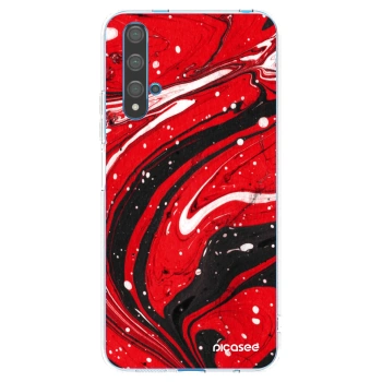 Picasee átlátszó szilikon tok az alábbi mobiltelefonokra Huawei Nova 5T - Red black