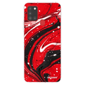 Picasee átlátszó szilikon tok az alábbi mobiltelefonokra Samsung Galaxy A21s - Red black
