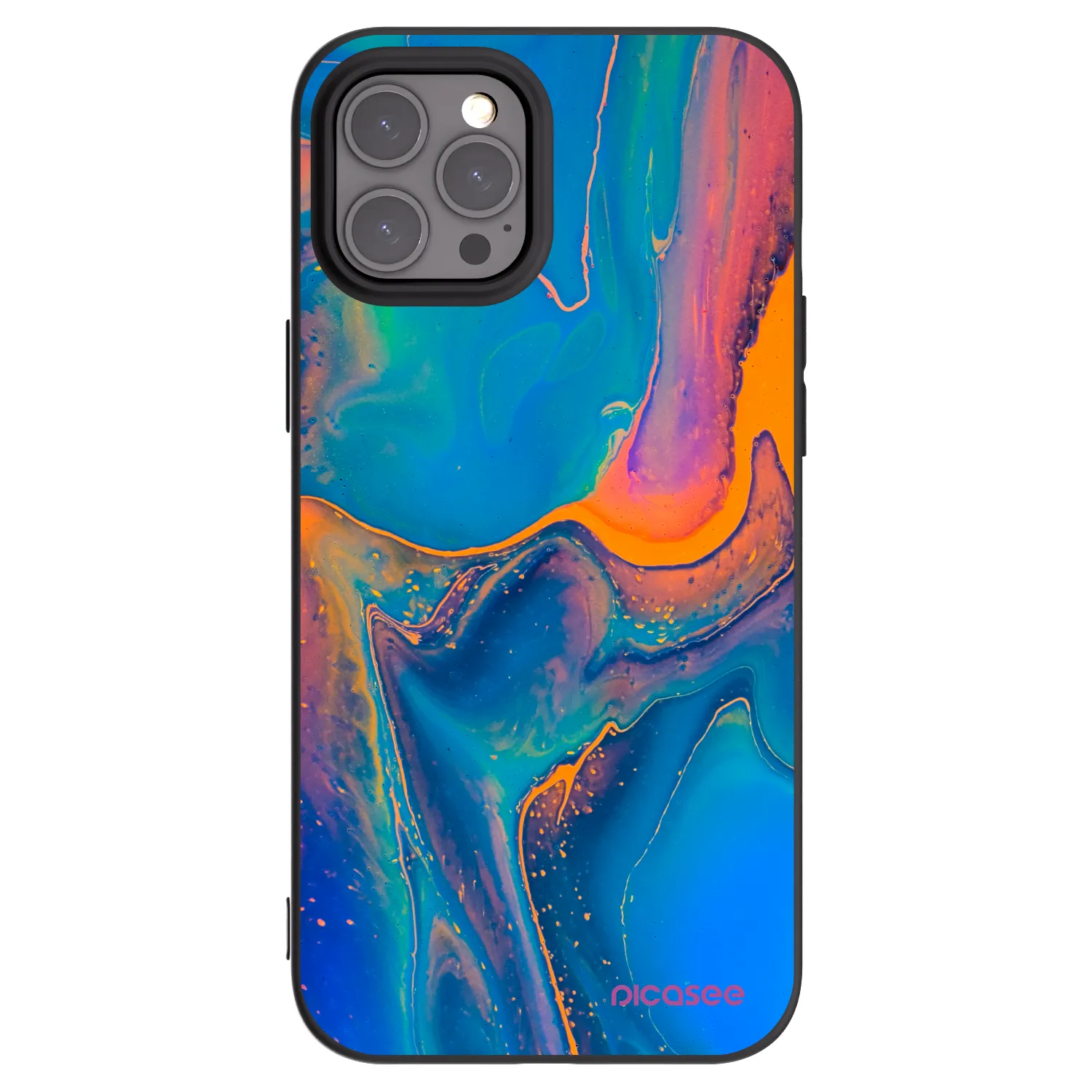 Picasee fekete szilikon tok az alábbi mobiltelefonokra Apple iPhone 12 Pro Max - Rainbow