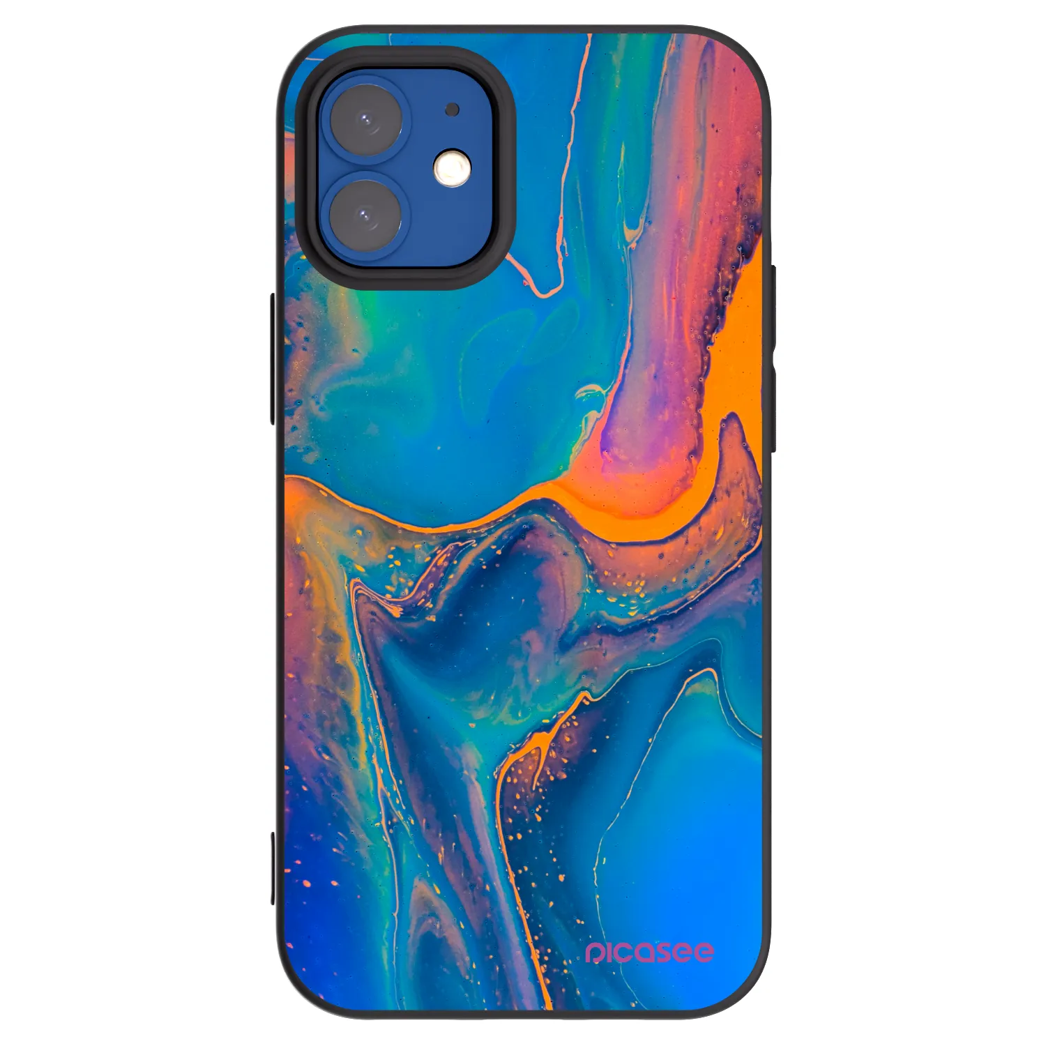 Picasee fekete szilikon tok az alábbi mobiltelefonokra Apple iPhone 12 mini - Rainbow