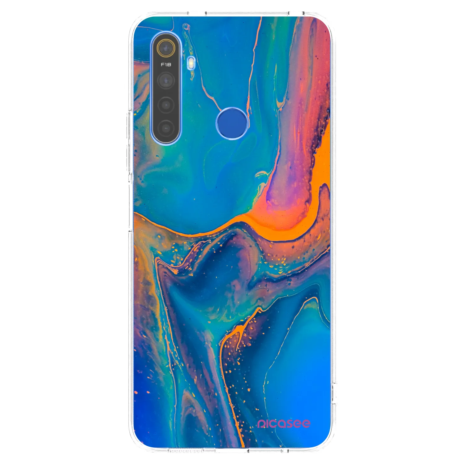 Picasee átlátszó szilikon tok az alábbi mobiltelefonokra Realme 5 - Rainbow