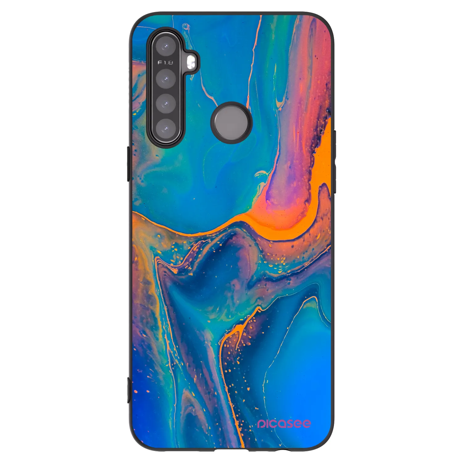 Picasee fekete szilikon tok az alábbi mobiltelefonokra Realme 5 - Rainbow
