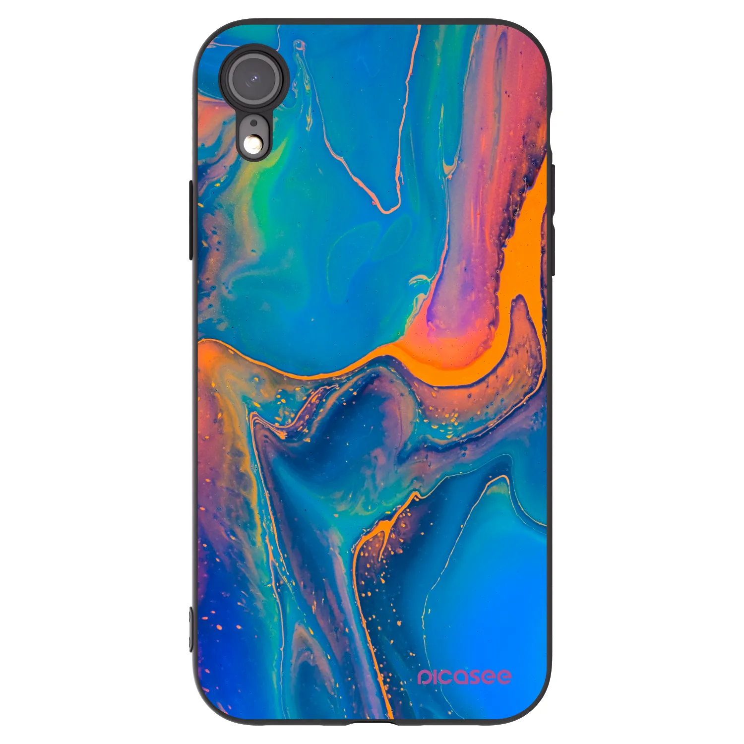 Picasee fekete szilikon tok az alábbi mobiltelefonokra Apple iPhone XR - Rainbow