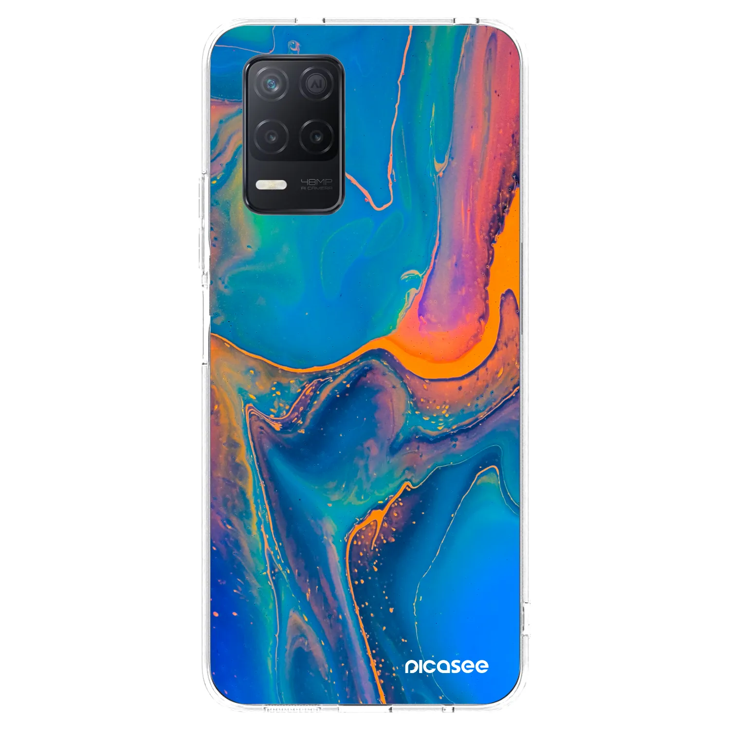 Picasee átlátszó szilikon tok az alábbi mobiltelefonokra Realme 8 5G - Rainbow