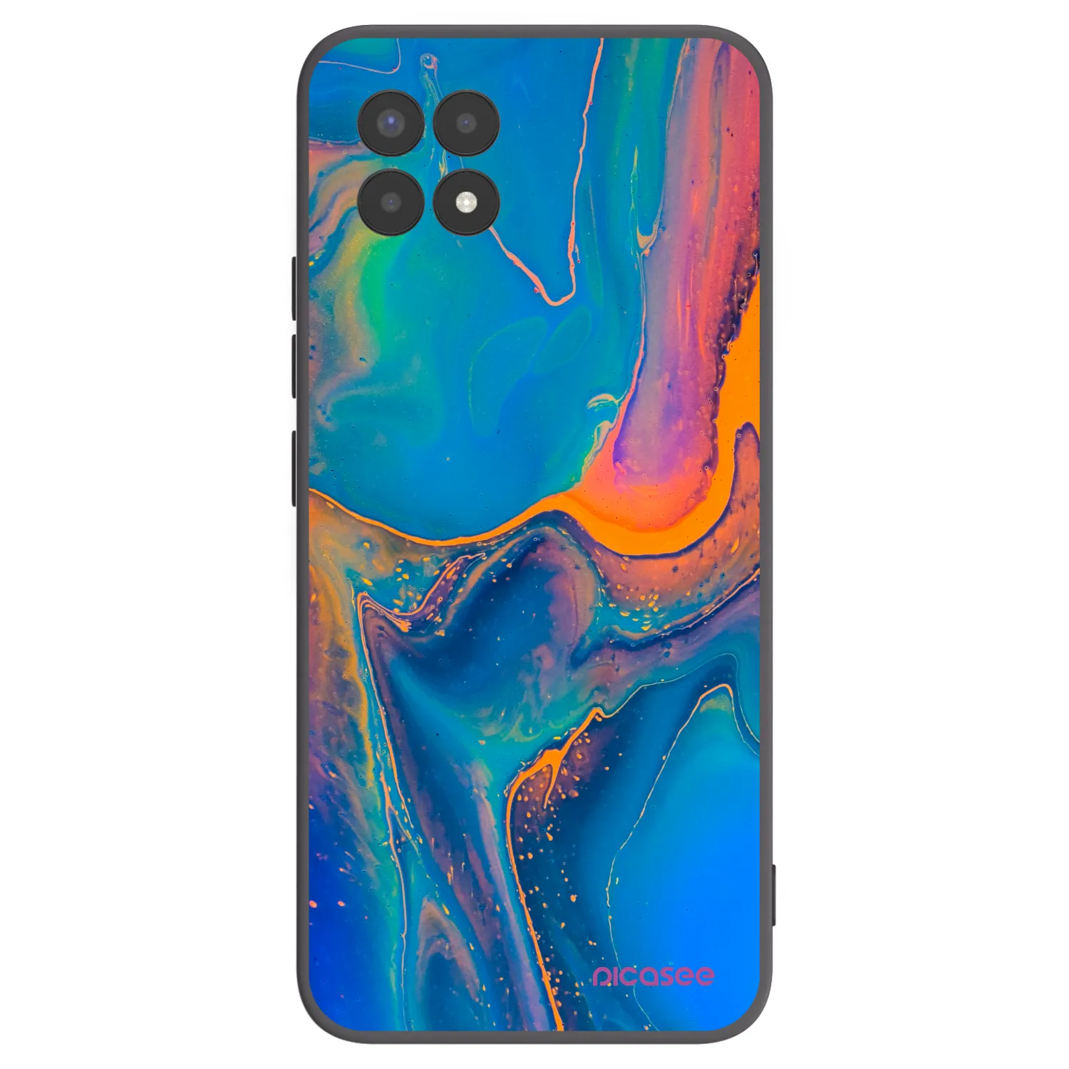 Picasee fekete szilikon tok az alábbi mobiltelefonokra Realme 8i - Rainbow