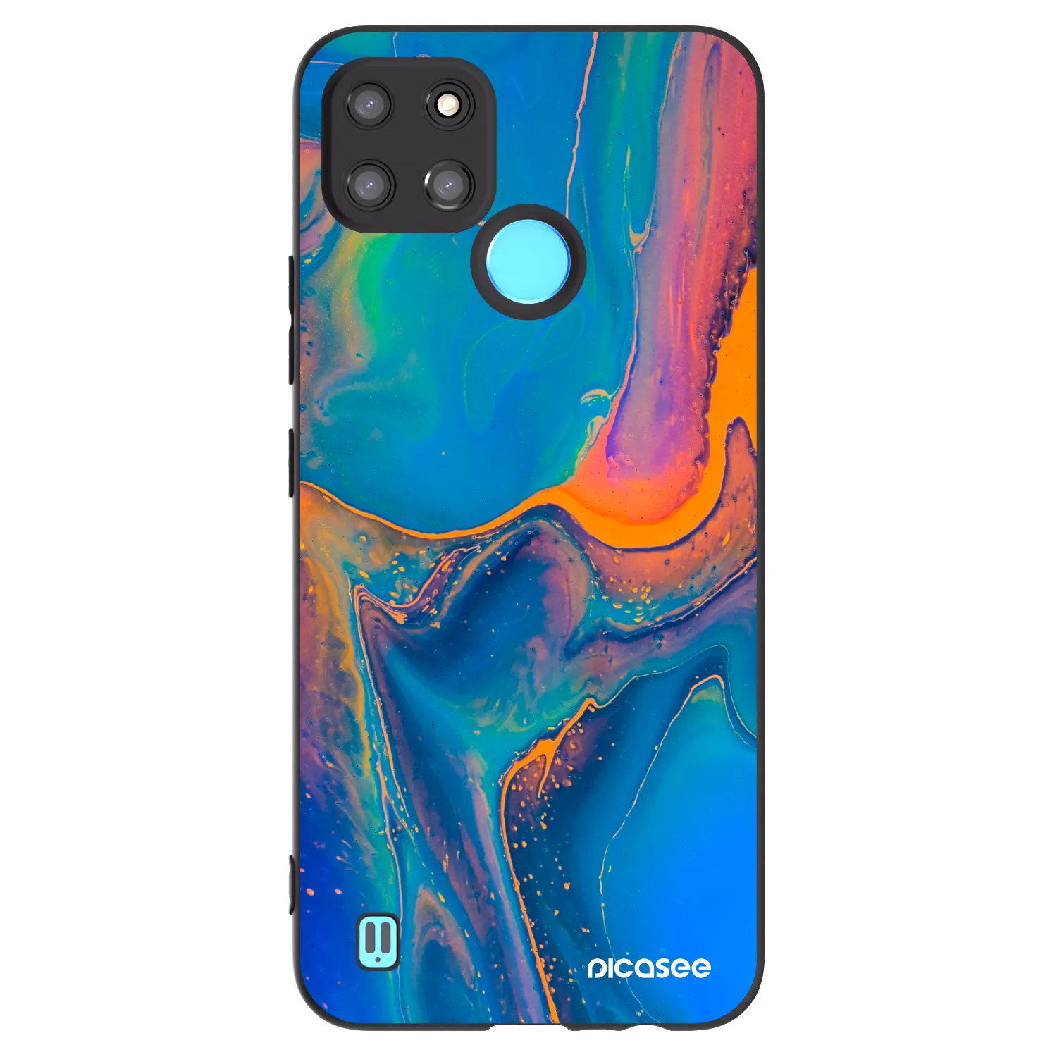 Picasee fekete szilikon tok az alábbi mobiltelefonokra Realme C21Y - Rainbow