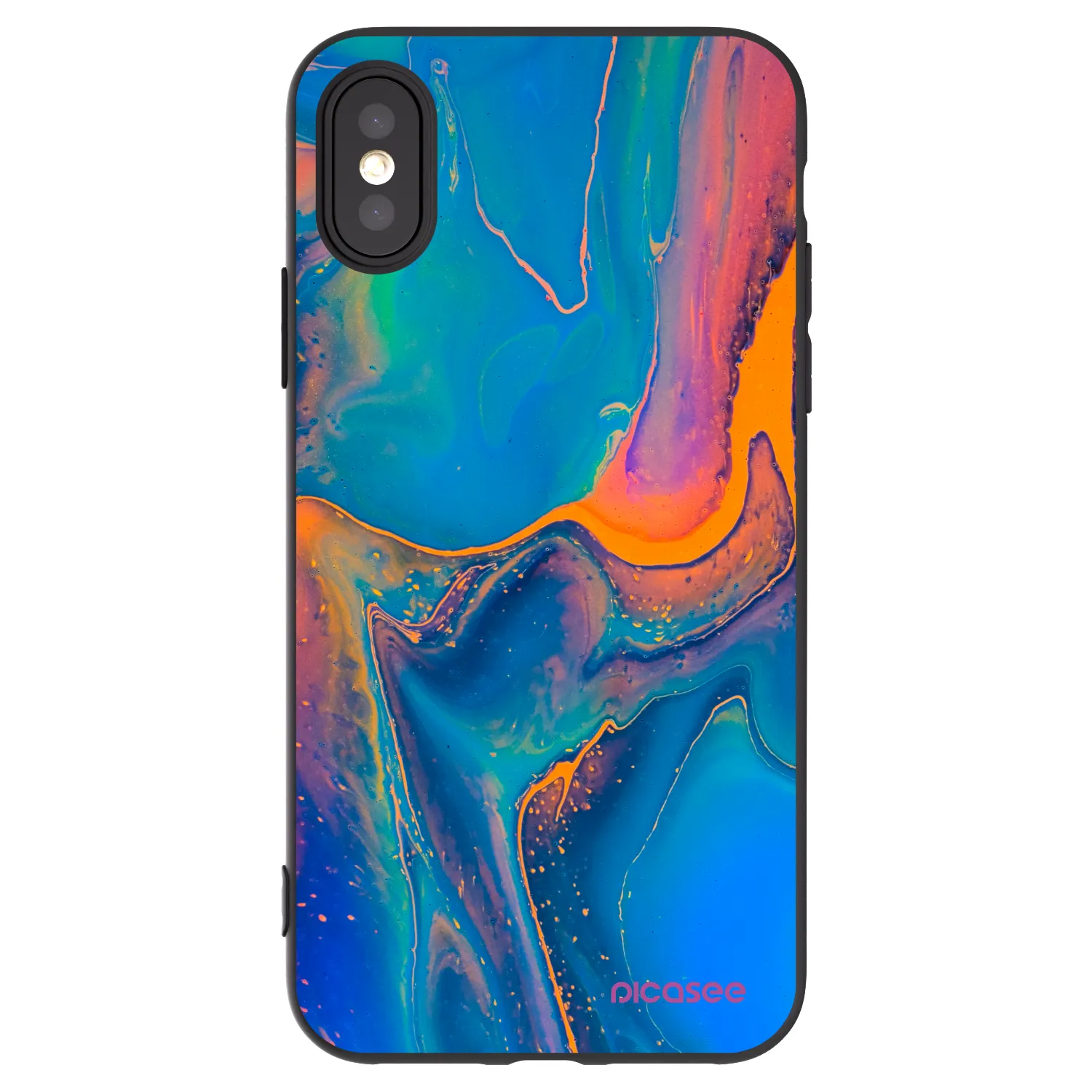 Picasee fekete szilikon tok az alábbi mobiltelefonokra Apple iPhone X/XS - Rainbow