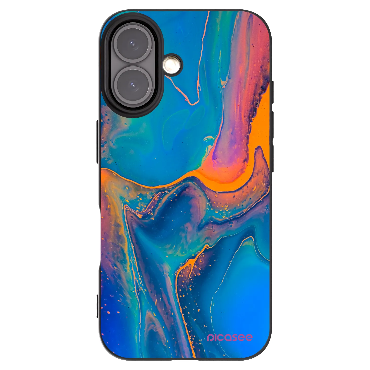 Picasee fekete szilikon tok az alábbi mobiltelefonokra Apple iPhone 16 - Rainbow