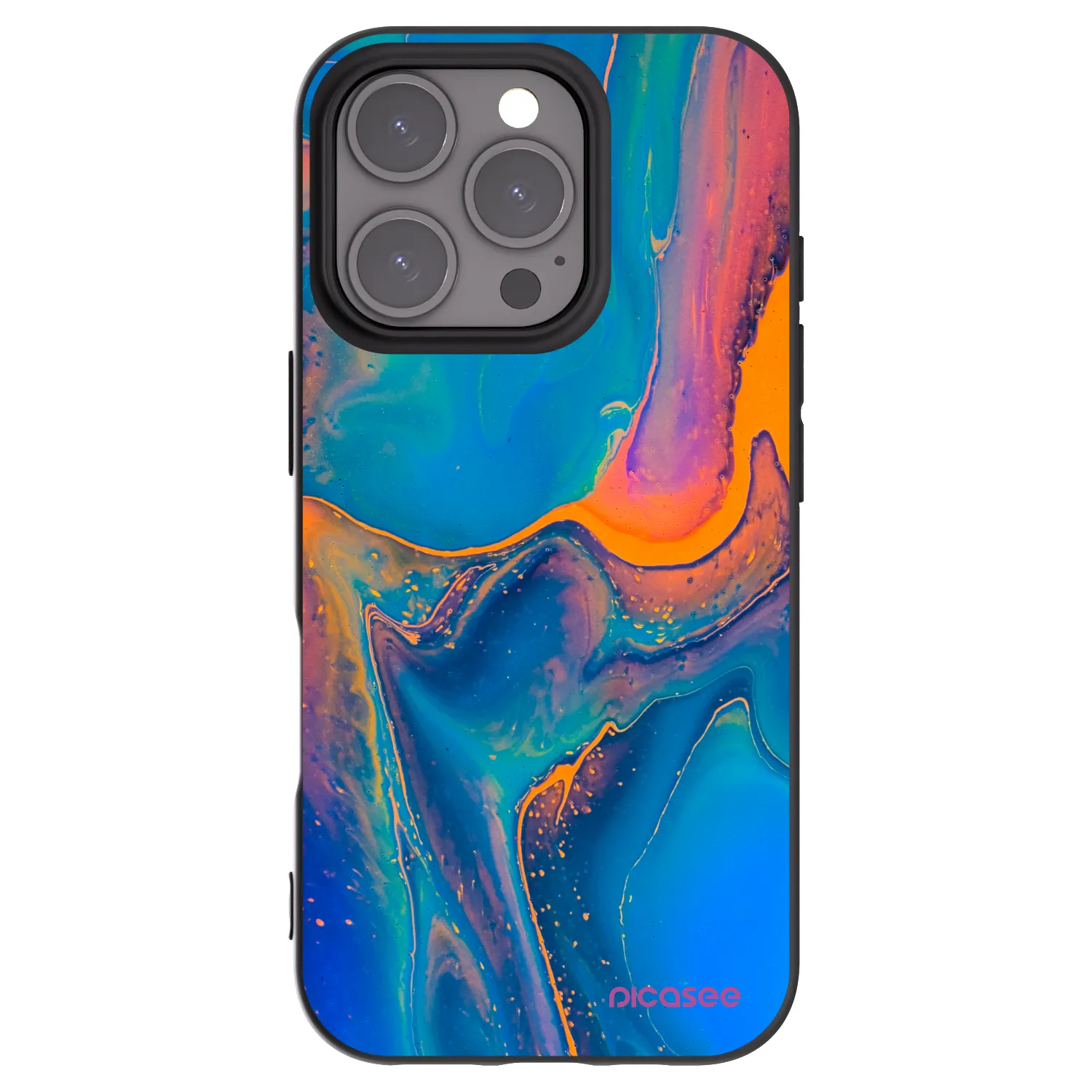 Picasee fekete szilikon tok az alábbi mobiltelefonokra Apple iPhone 16 Pro - Rainbow