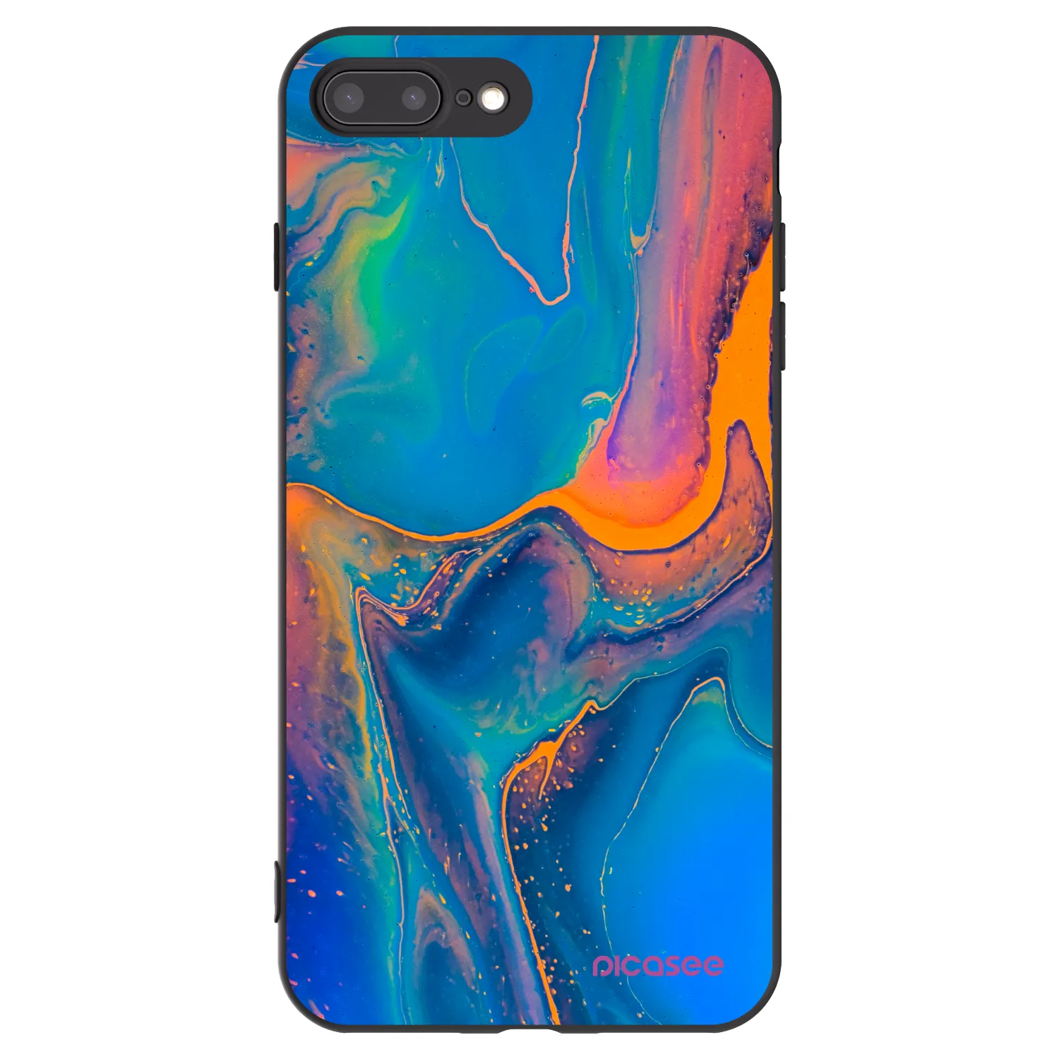 Picasee fekete szilikon tok az alábbi mobiltelefonokra Apple iPhone 7 Plus - Rainbow