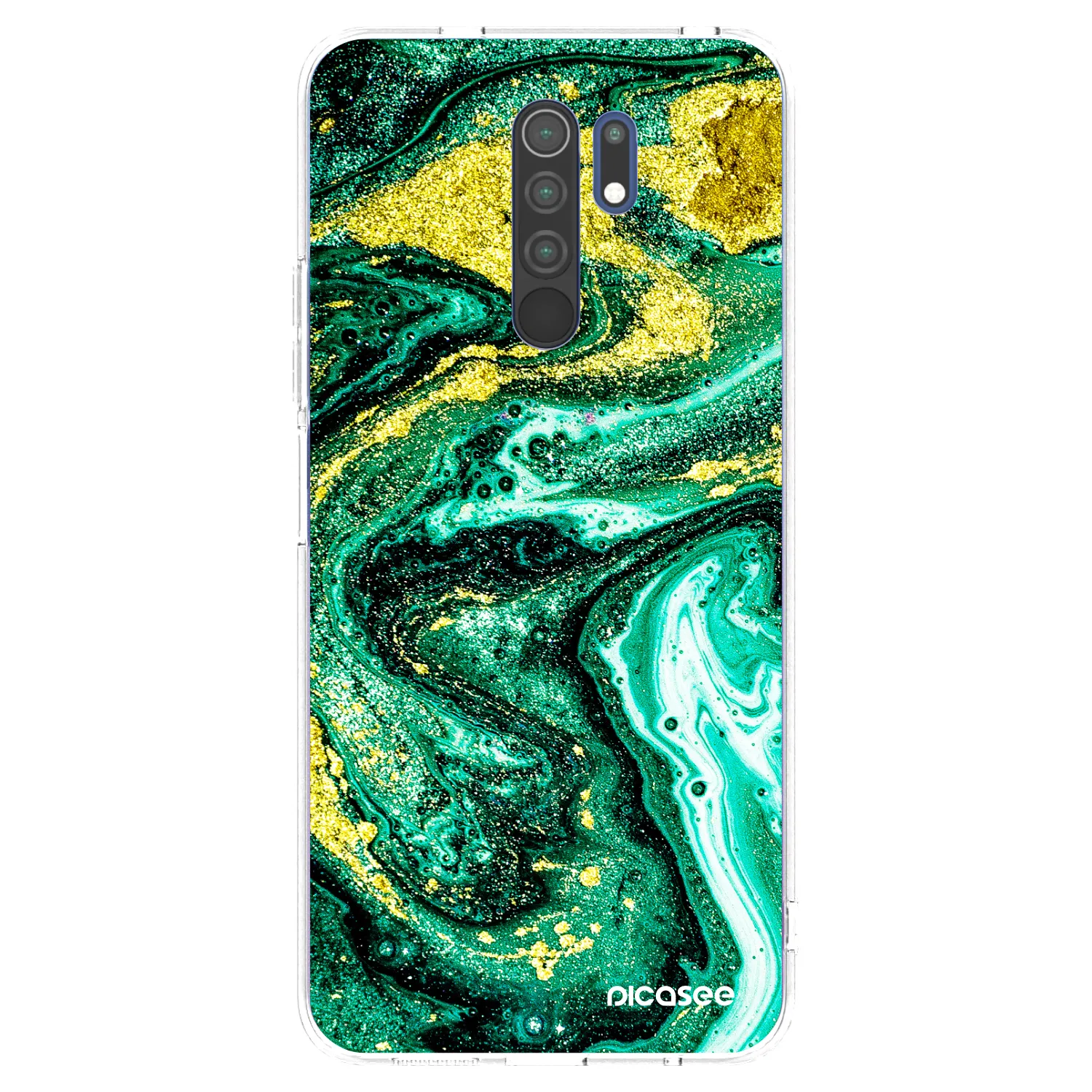 Picasee átlátszó szilikon tok az alábbi mobiltelefonokra Xiaomi Redmi 9 - Green Gold