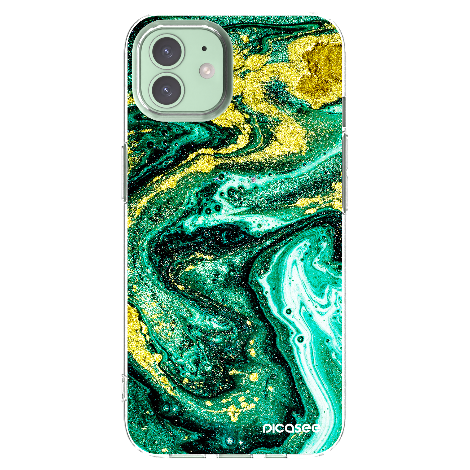 Picasee átlátszó szilikon tok az alábbi mobiltelefonokra Apple iPhone 12 Pro - Green Gold