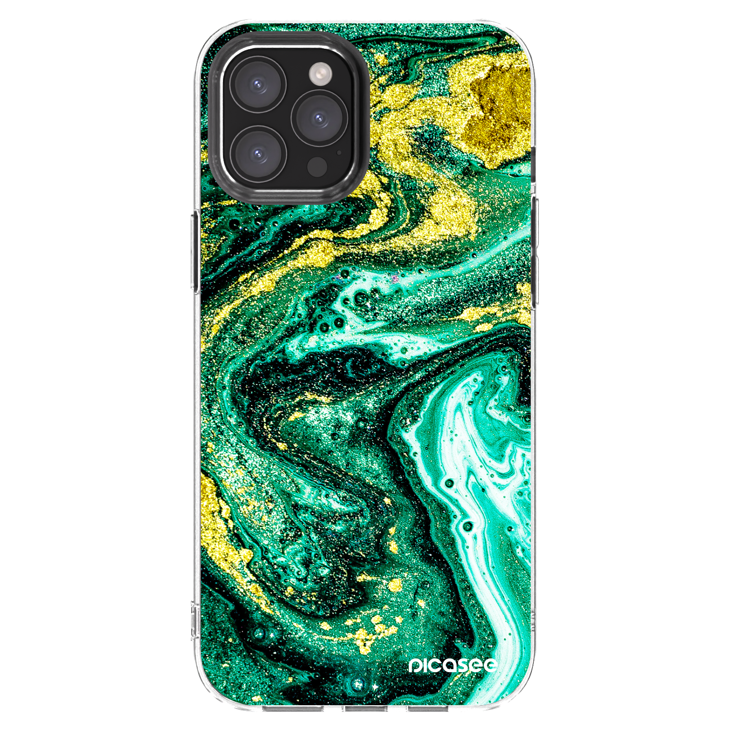 Picasee átlátszó szilikon tok az alábbi mobiltelefonokra Apple iPhone 12 Pro Max - Green Gold
