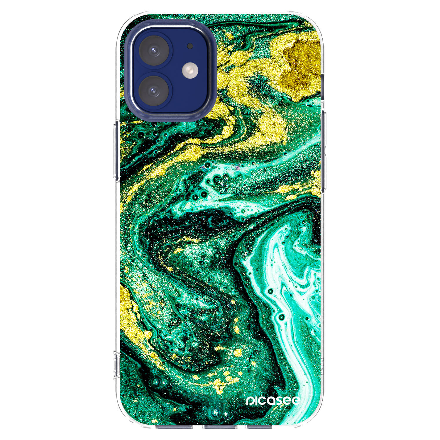 Picasee átlátszó szilikon tok az alábbi mobiltelefonokra Apple iPhone 12 mini - Green Gold