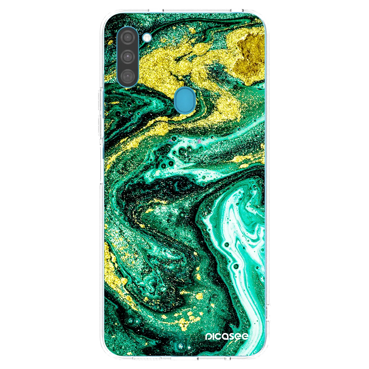 Picasee átlátszó szilikon tok az alábbi mobiltelefonokra Samsung Galaxy M11 - Green Gold