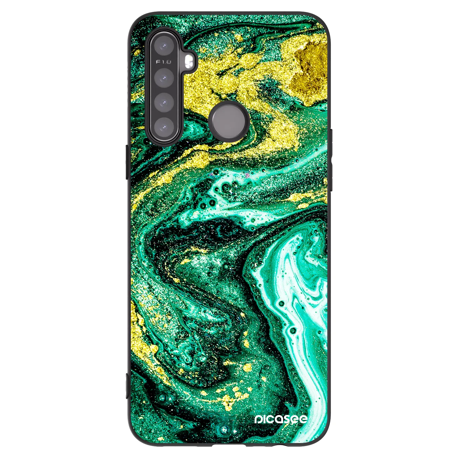 Picasee fekete szilikon tok az alábbi mobiltelefonokra Realme 6i - Green Gold