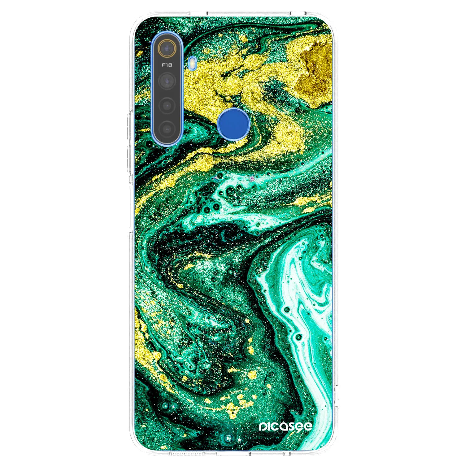 Picasee átlátszó szilikon tok az alábbi mobiltelefonokra Realme 5 - Green Gold