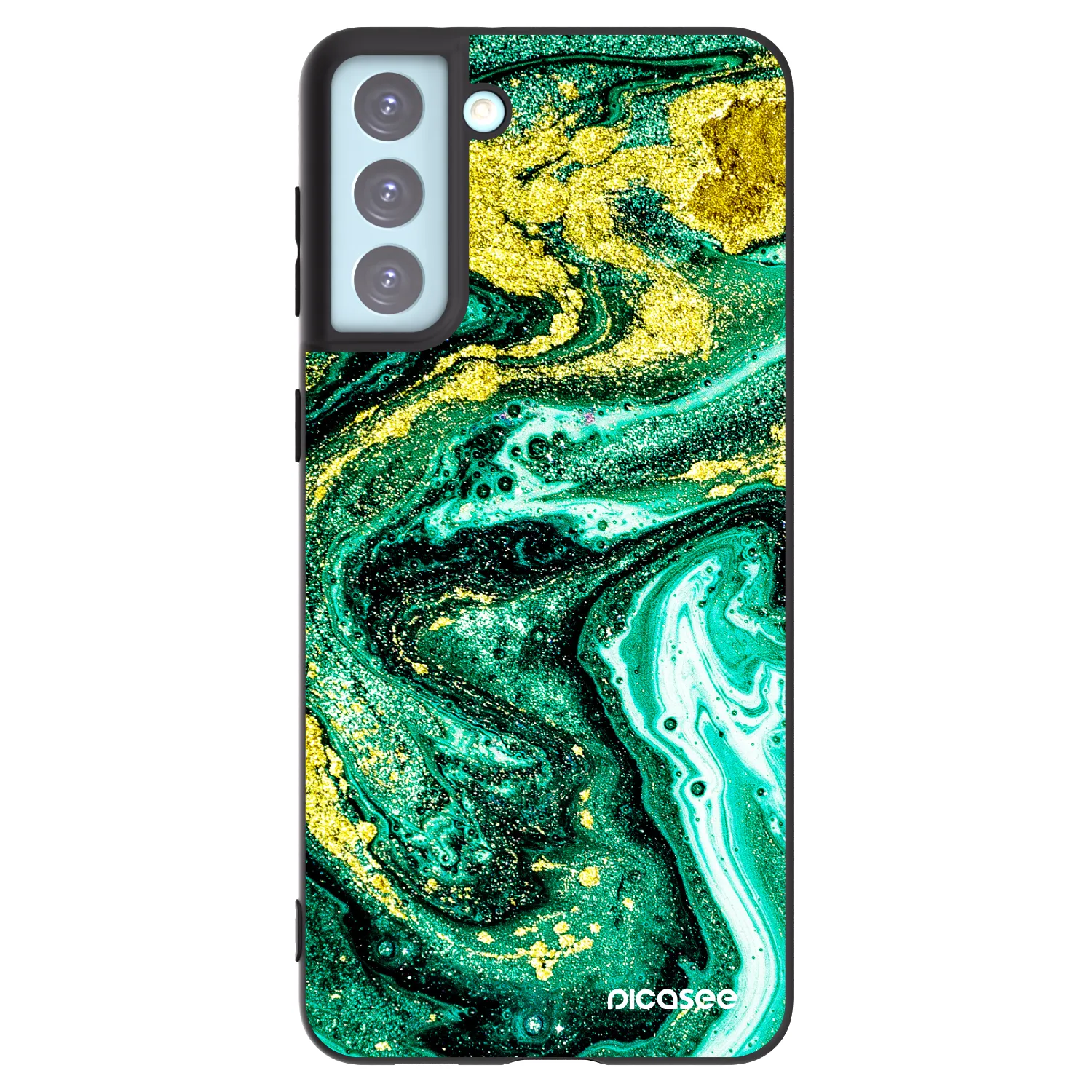 Picasee fekete szilikon tok az alábbi mobiltelefonokra Samsung Galaxy S21+ 5G G996F - Green Gold