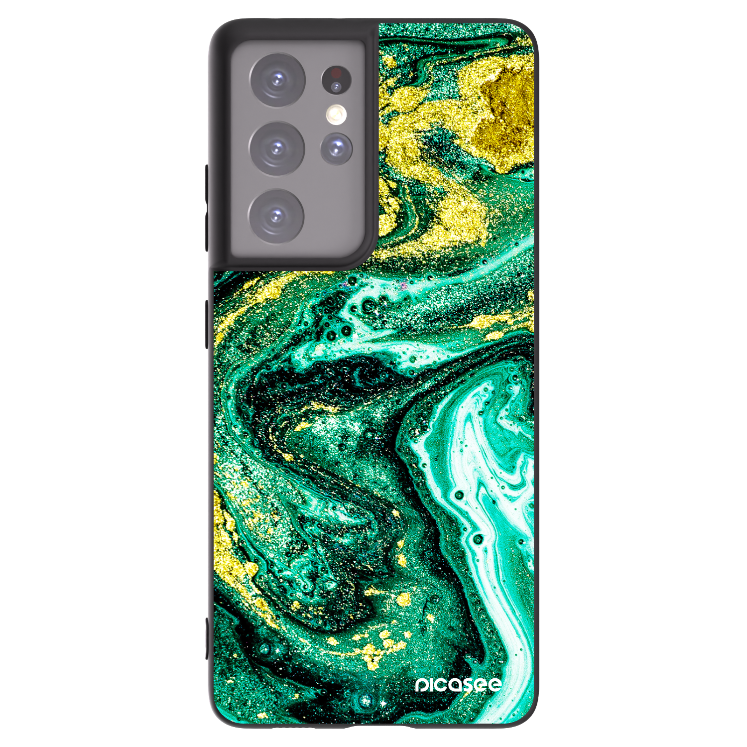 Picasee fekete szilikon tok az alábbi mobiltelefonokra Samsung Galaxy S21 Ultra 5G G998B - Green Gold