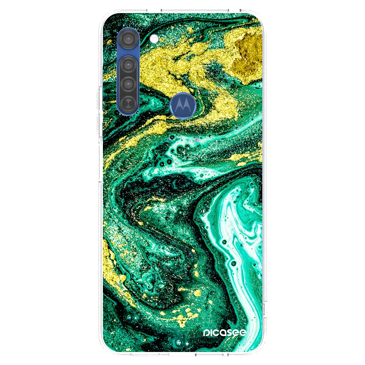 Picasee átlátszó szilikon tok az alábbi mobiltelefonokra Motorola Moto G8 - Green Gold