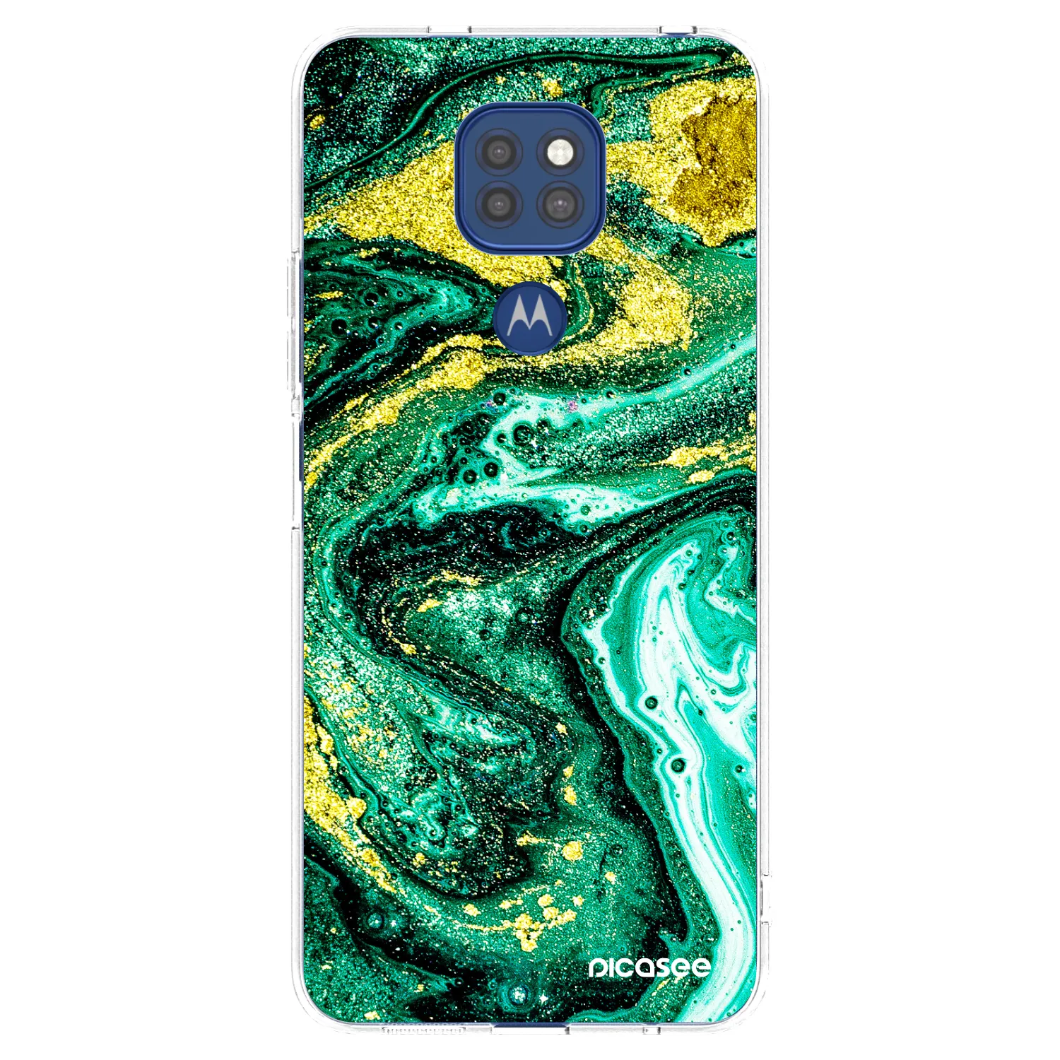 Picasee átlátszó szilikon tok az alábbi mobiltelefonokra Motorola Moto G9 Play - Green Gold