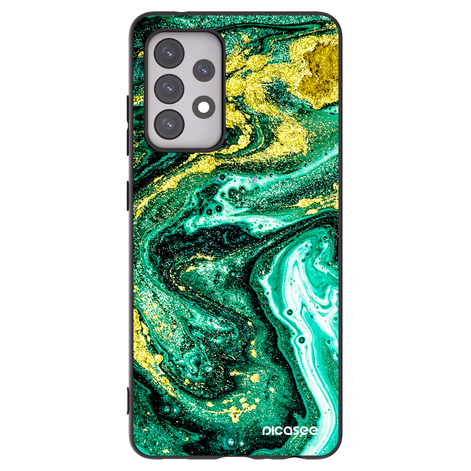 Picasee fekete szilikon tok az alábbi mobiltelefonokra Samsung Galaxy A52 5G A525F - Green Gold