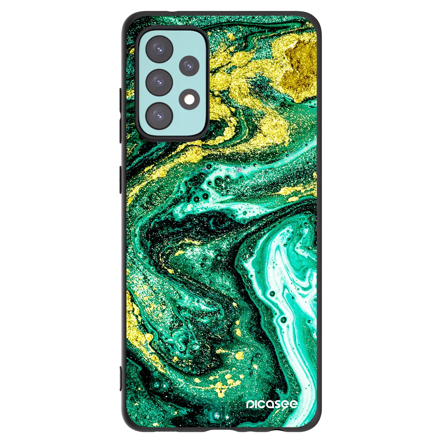 Picasee fekete szilikon tok az alábbi mobiltelefonokra Samsung Galaxy A72 A725F - Green Gold