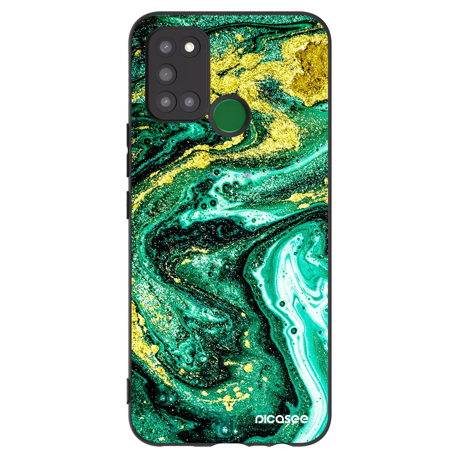 Picasee fekete szilikon tok az alábbi mobiltelefonokra Realme 7i - Green Gold