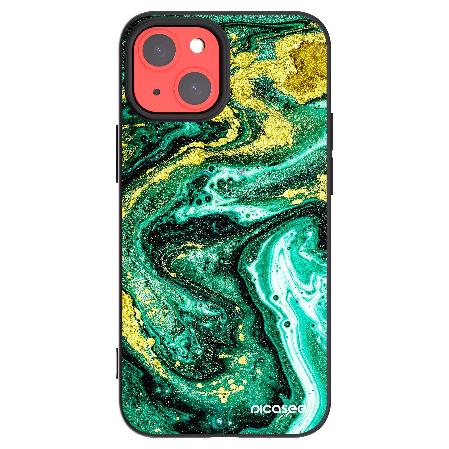 Picasee fekete szilikon tok az alábbi mobiltelefonokra Apple iPhone 13 mini - Green Gold