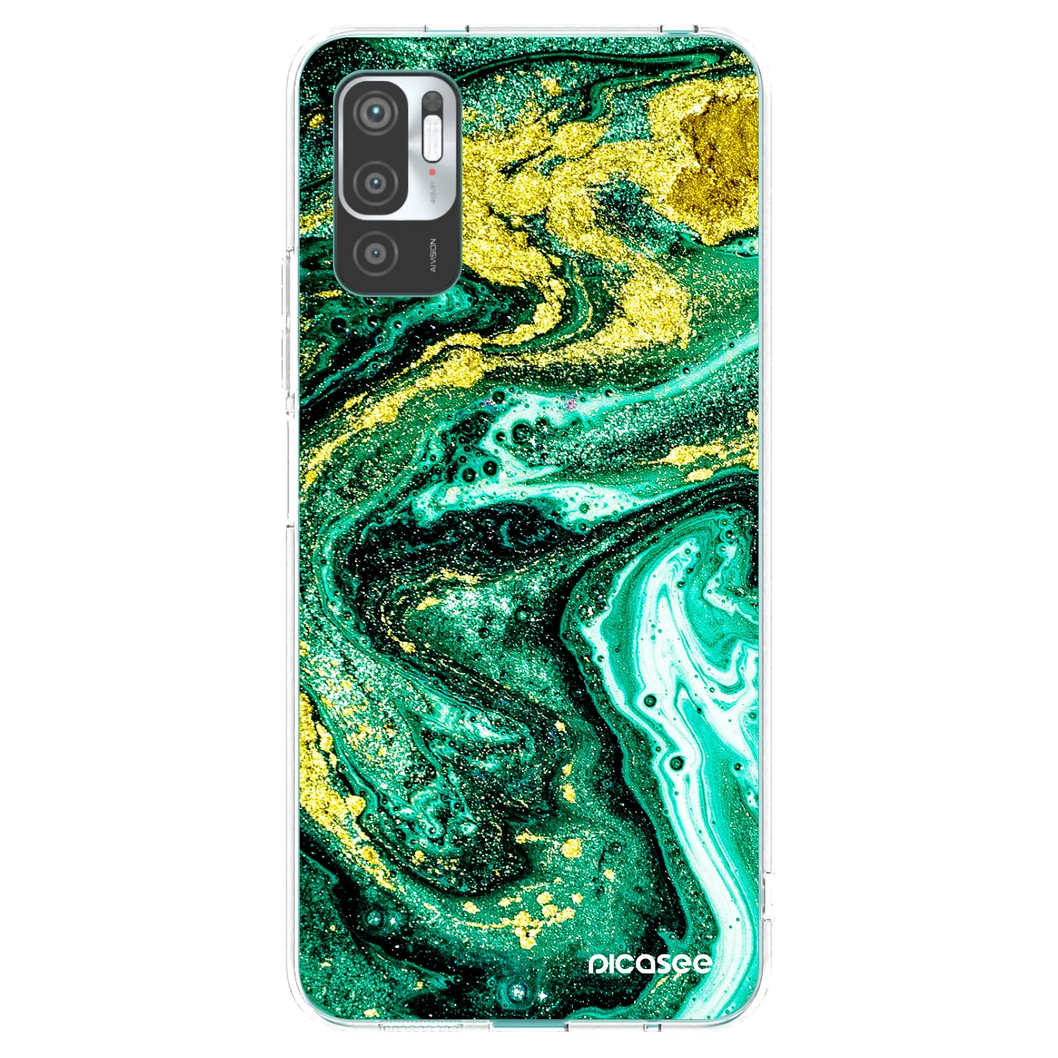 Picasee átlátszó szilikon tok az alábbi mobiltelefonokra Xiaomi Redmi Note 10 5G - Green Gold