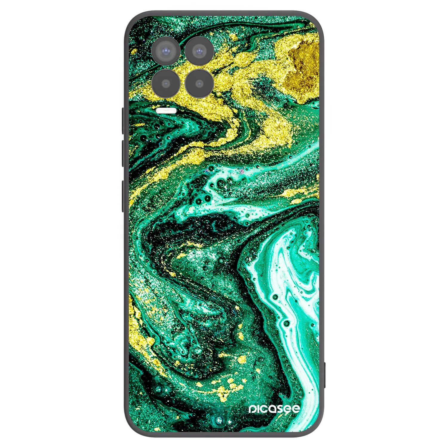 Picasee fekete szilikon tok az alábbi mobiltelefonokra Realme 8 Pro - Green Gold