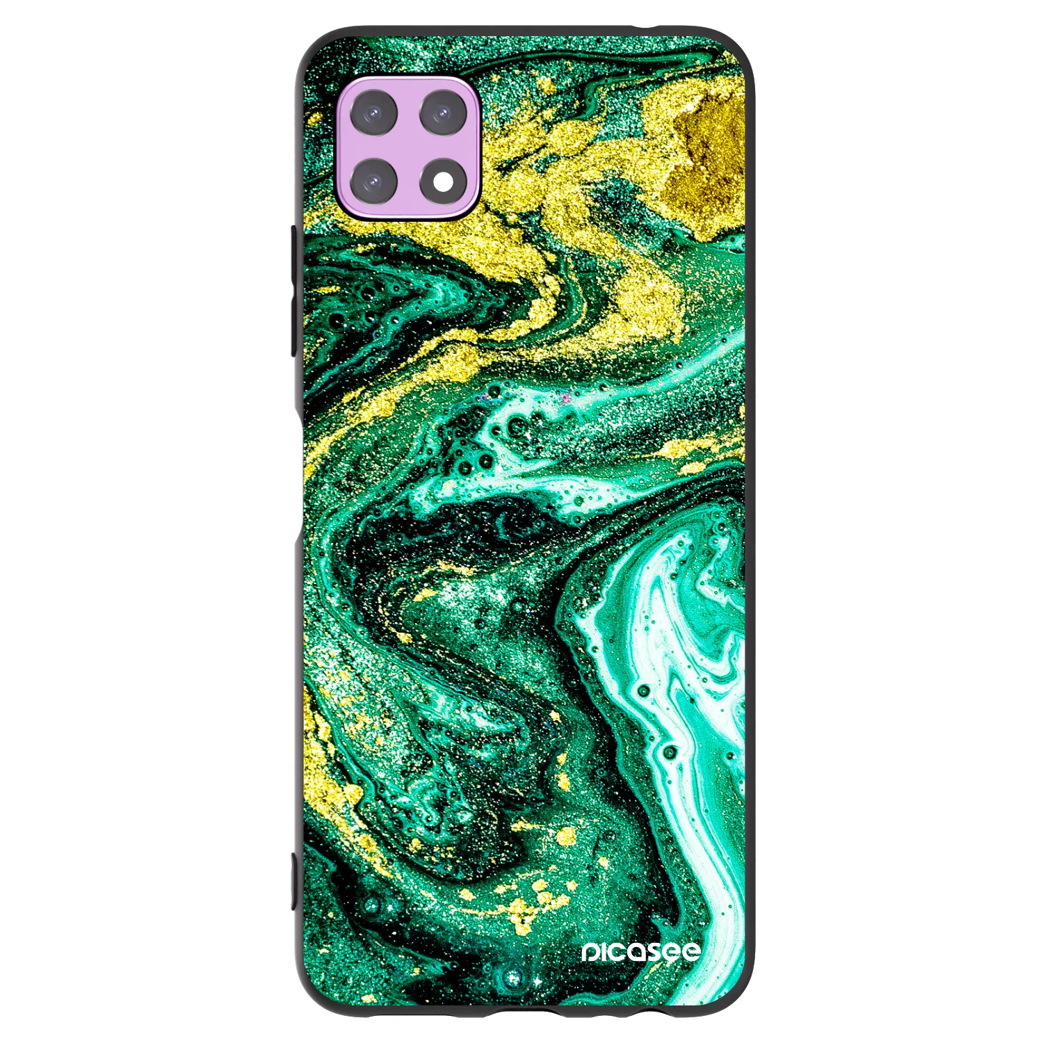 Picasee fekete szilikon tok az alábbi mobiltelefonokra Samsung Galaxy A22 A226B 5G - Green Gold