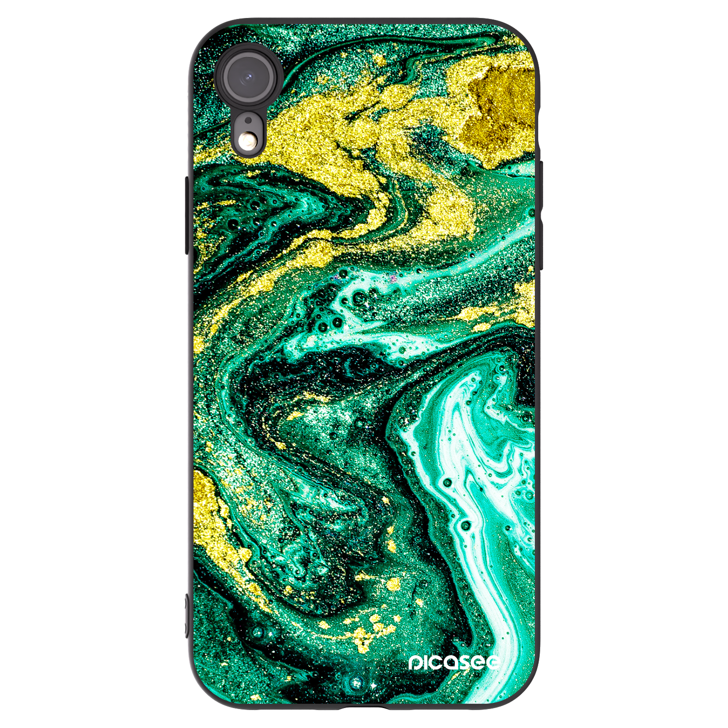 Picasee fekete szilikon tok az alábbi mobiltelefonokra Apple iPhone XR - Green Gold