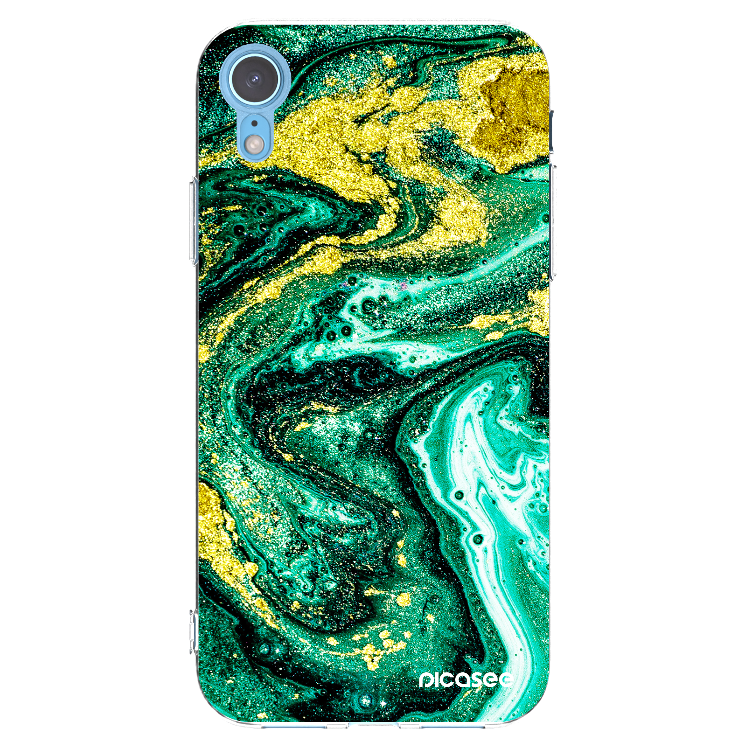 Picasee átlátszó szilikon tok az alábbi mobiltelefonokra Apple iPhone XR - Green Gold
