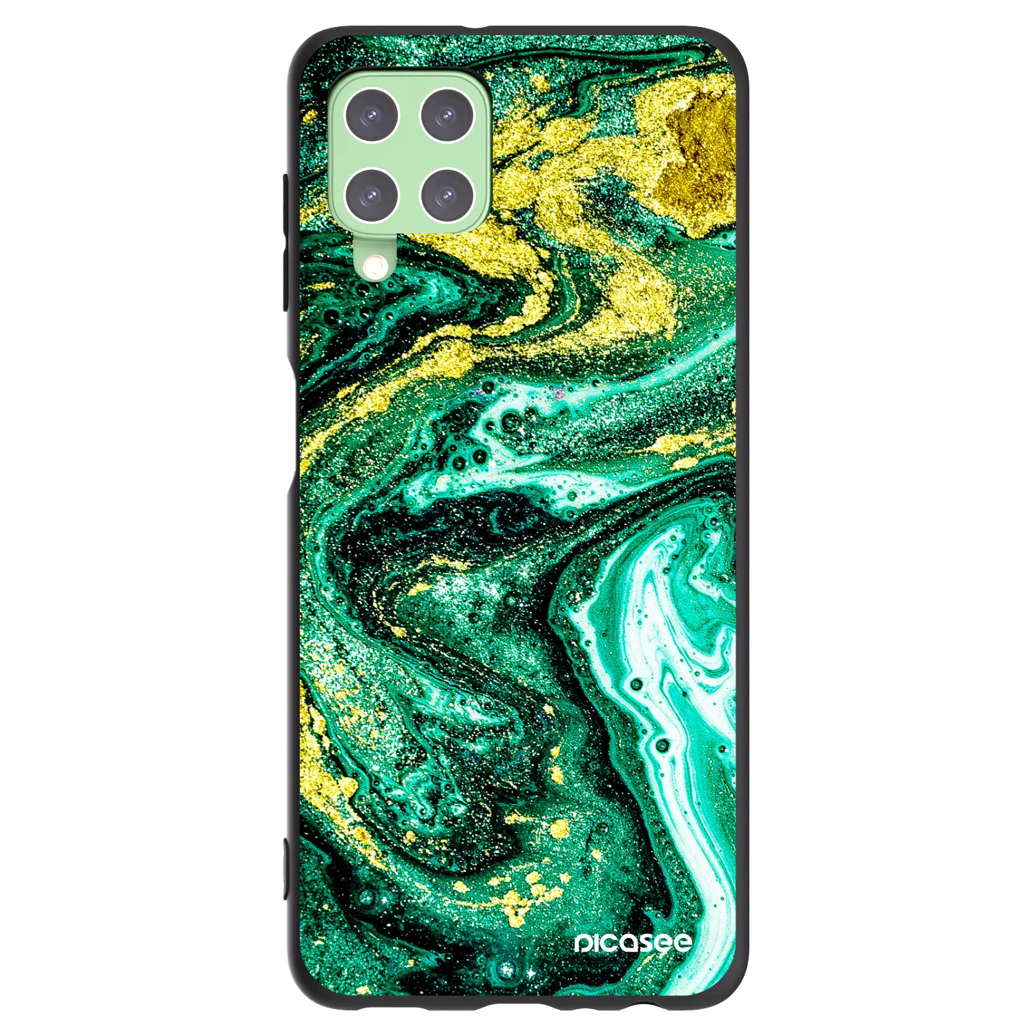Picasee fekete szilikon tok az alábbi mobiltelefonokra Samsung Galaxy A22 A225F 4G - Green Gold