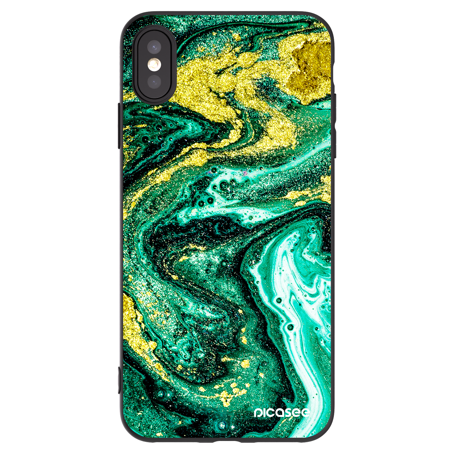 Picasee fekete szilikon tok az alábbi mobiltelefonokra Apple iPhone XS Max - Green Gold