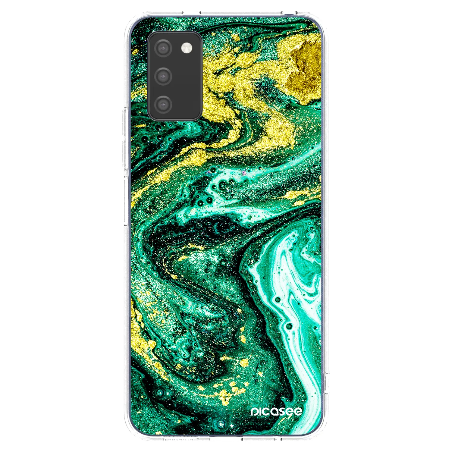 Picasee átlátszó szilikon tok az alábbi mobiltelefonokra Samsung Galaxy A03s A037G - Green Gold