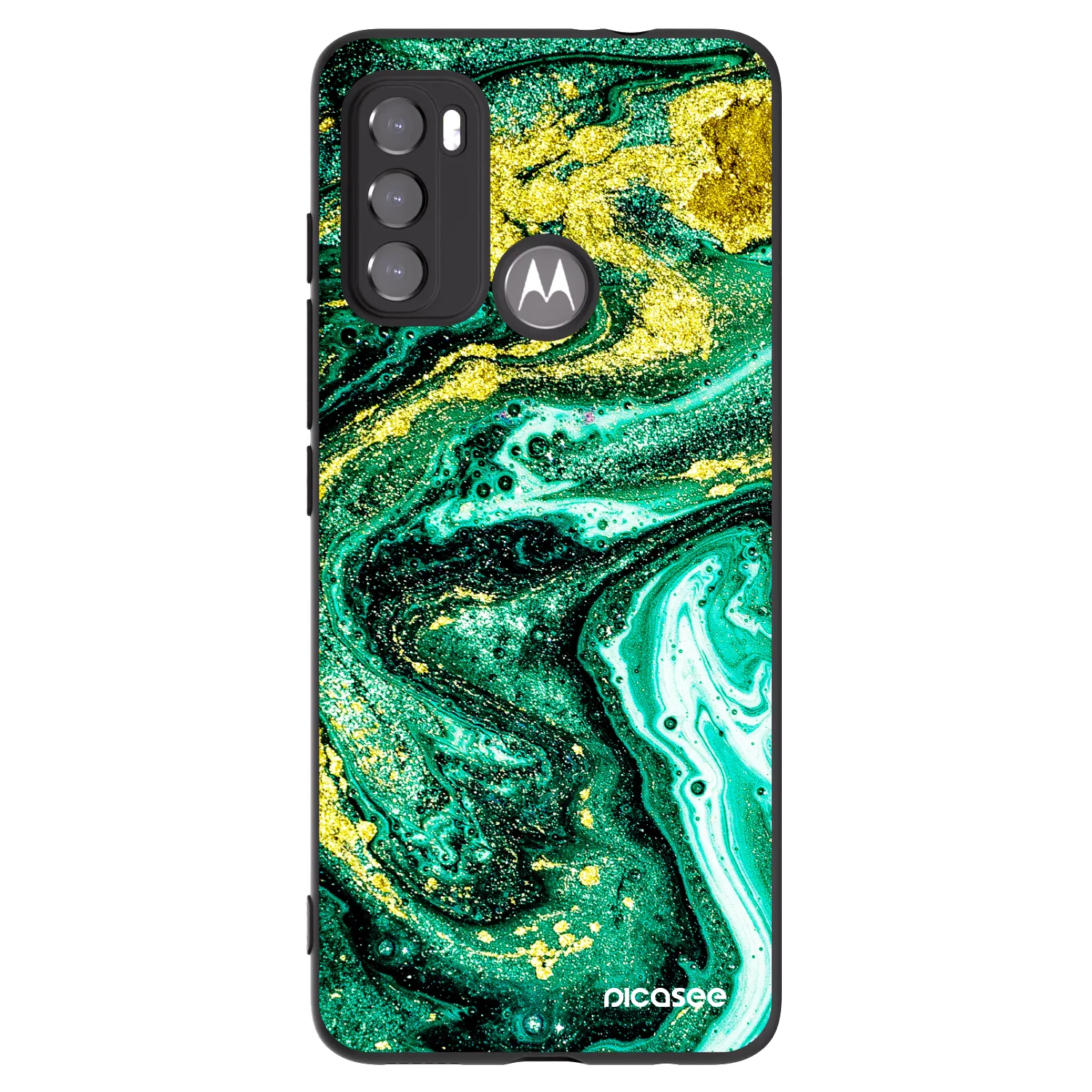 Picasee fekete szilikon tok az alábbi mobiltelefonokra Motorola Moto G60 - Green Gold