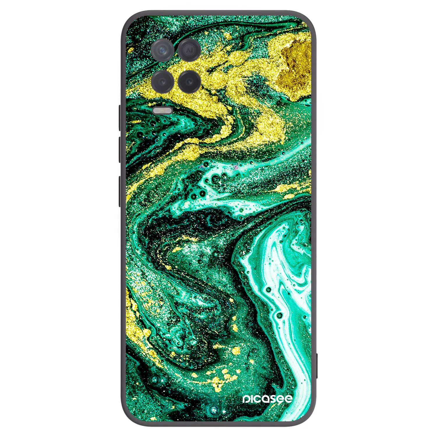 Picasee fekete szilikon tok az alábbi mobiltelefonokra Realme 8 5G - Green Gold