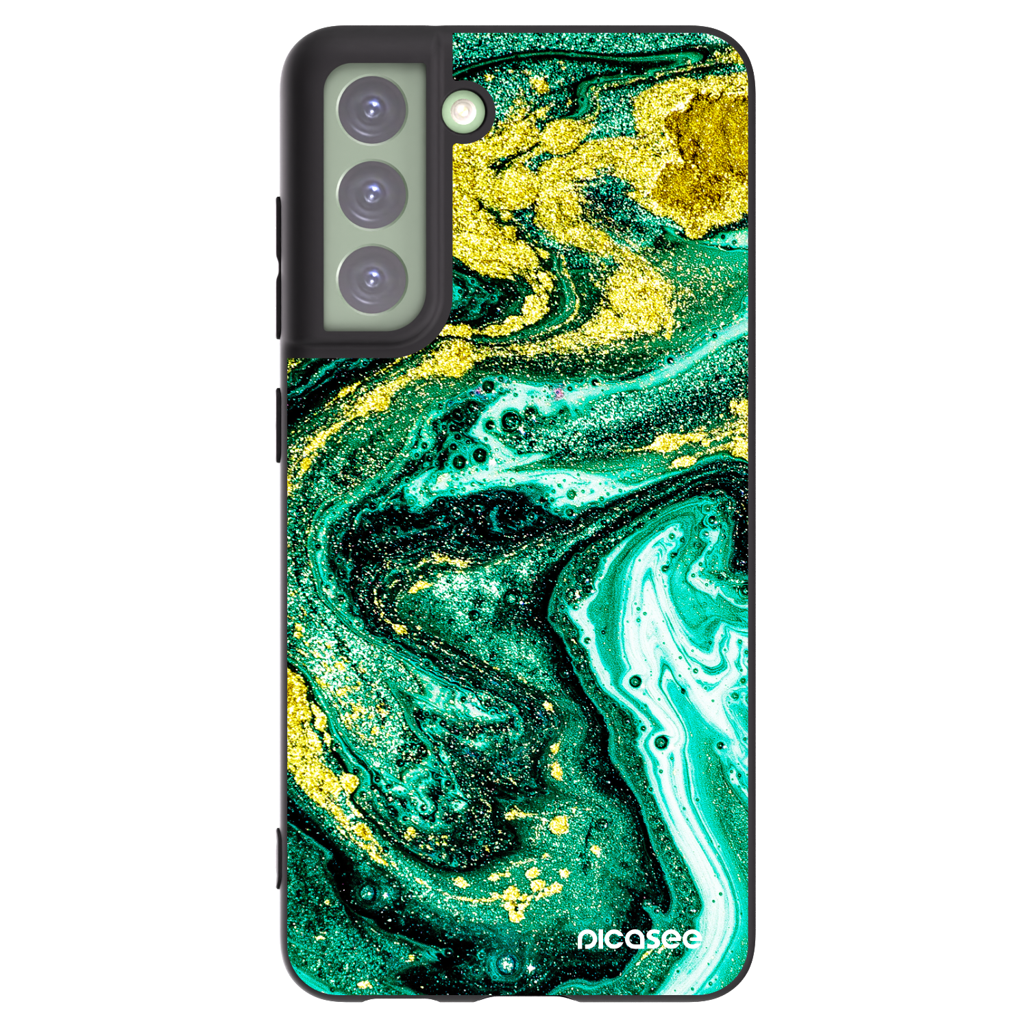 Picasee fekete szilikon tok az alábbi mobiltelefonokra Samsung Galaxy S21 FE 5G - Green Gold