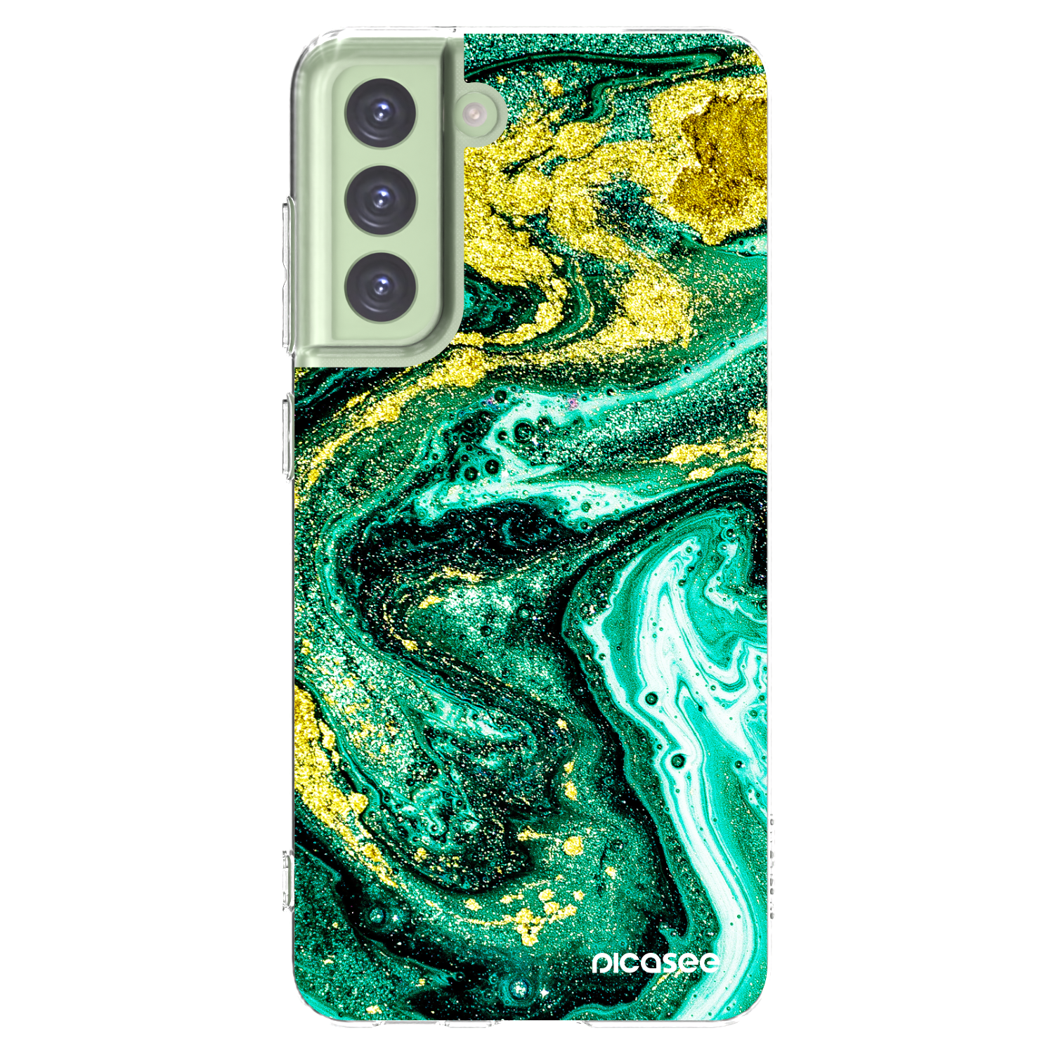 Picasee átlátszó szilikon tok az alábbi mobiltelefonokra Samsung Galaxy S21 FE 5G - Green Gold